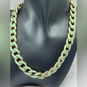 R.J. Graziano reversible chain link enamel and gold tone necklace